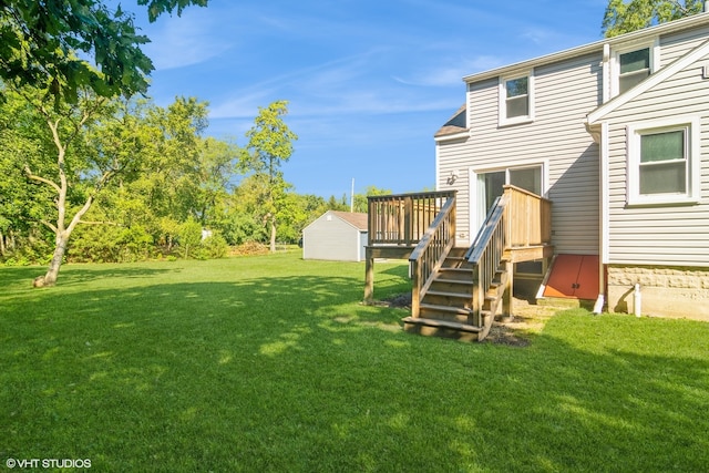 view of yard with a deck