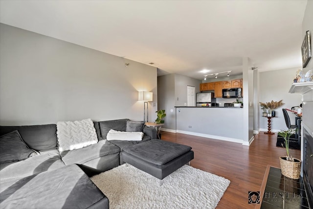 living room featuring dark hardwood / wood-style flooring