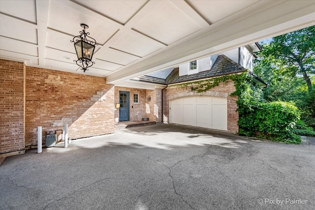 exterior space featuring a garage