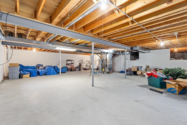 basement featuring heating unit