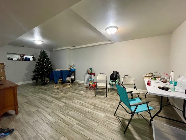 home office featuring hardwood / wood-style flooring