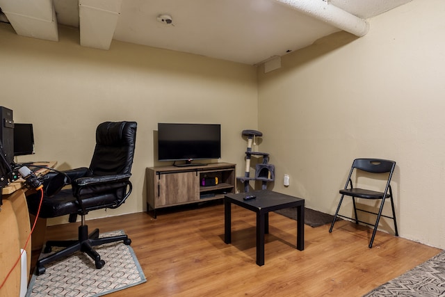 office space featuring light hardwood / wood-style flooring