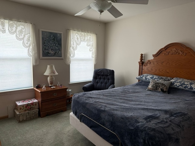 bedroom with carpet flooring and ceiling fan