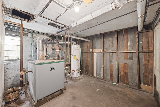 basement with gas water heater