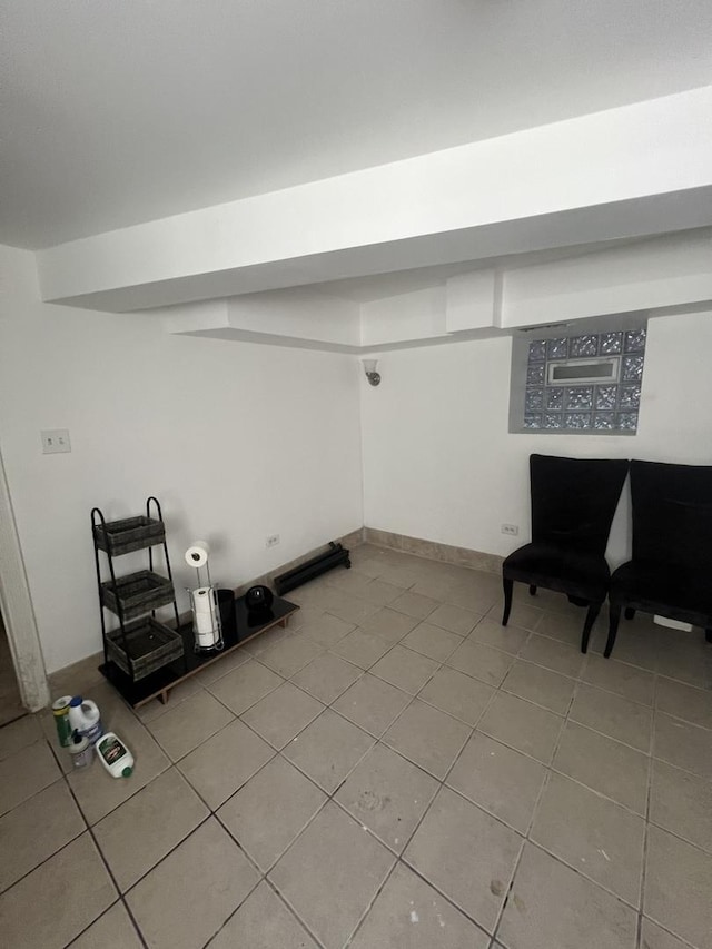interior space featuring light tile patterned floors