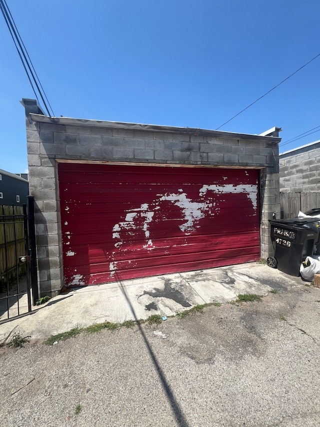 view of garage