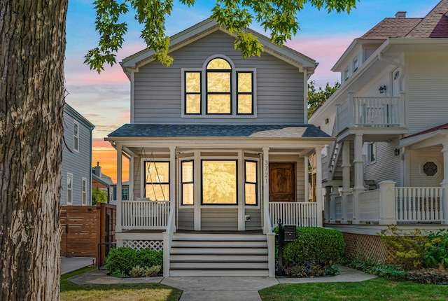 view of front of home featuring covered porch