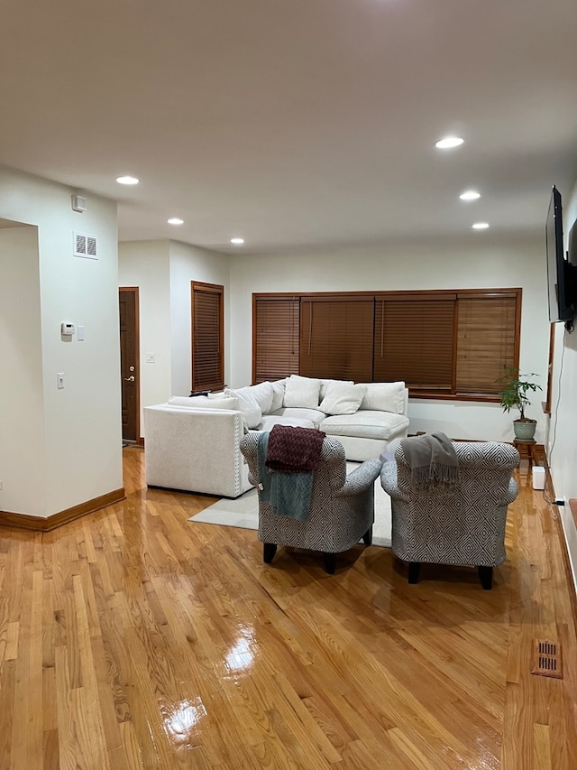 living room with light wood-type flooring