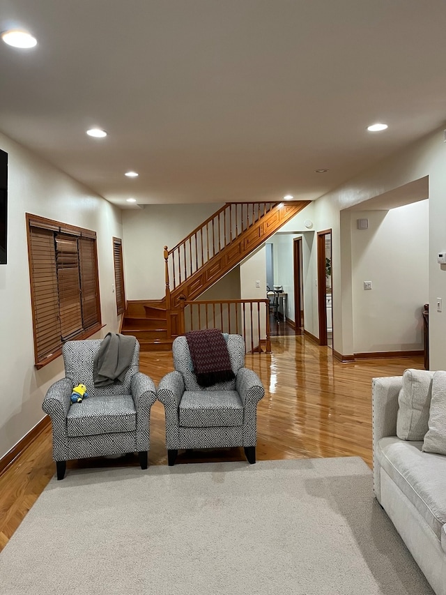 living room with wood-type flooring