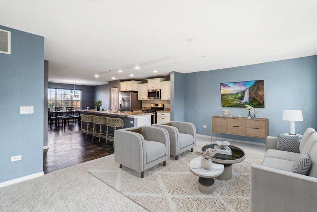 living room featuring light wood-type flooring