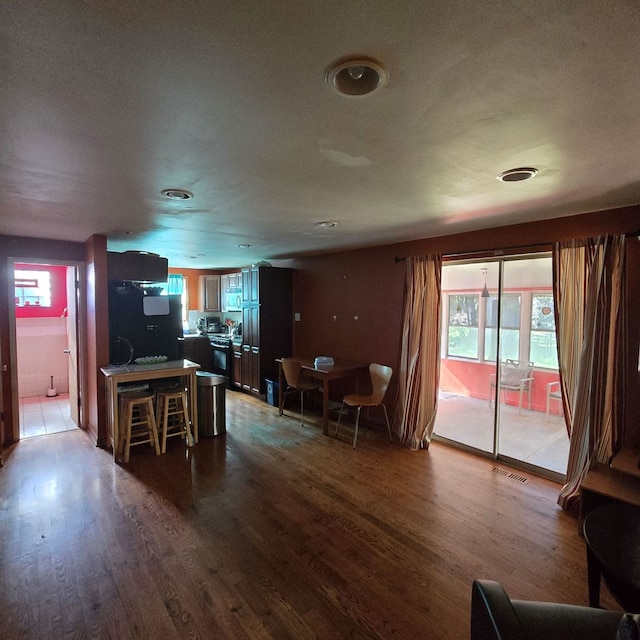 living room with hardwood / wood-style flooring