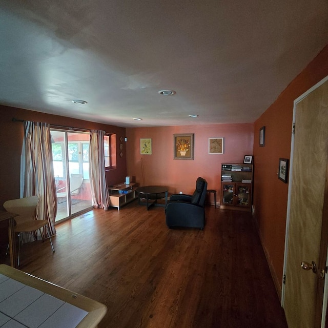 living room with hardwood / wood-style floors