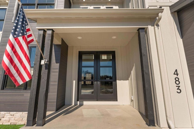 property entrance with french doors