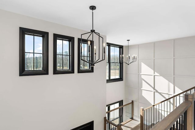 interior details featuring a notable chandelier