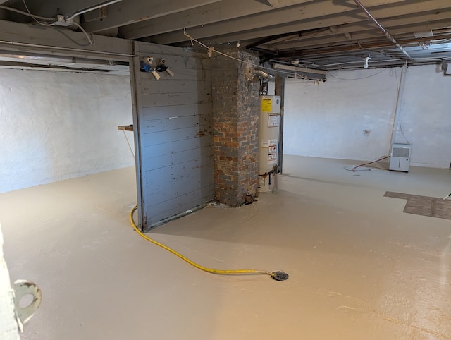 basement featuring water heater