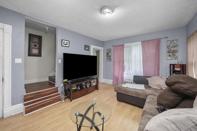 living room with light wood-type flooring