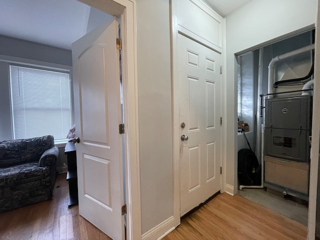 hall featuring light hardwood / wood-style flooring