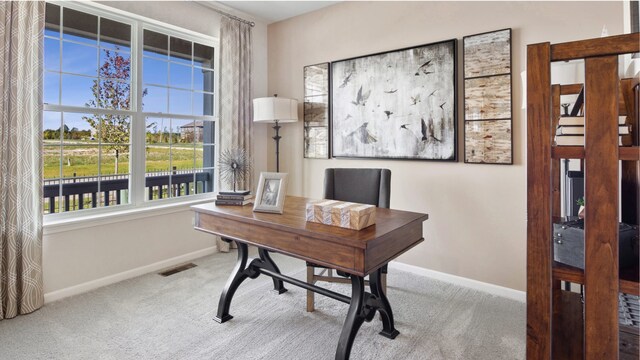 home office featuring carpet flooring