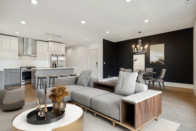 living room featuring light hardwood / wood-style floors