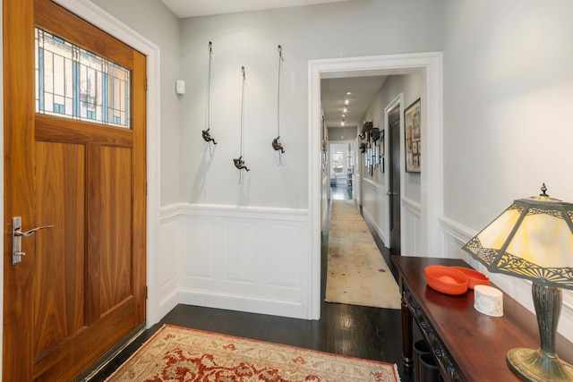 entrance foyer featuring dark wood-type flooring