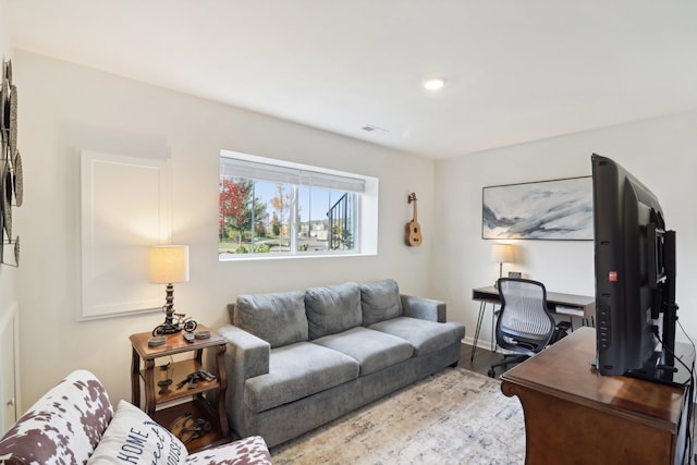 living room with hardwood / wood-style floors