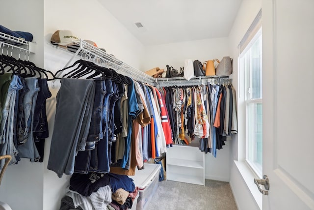 spacious closet with carpet floors