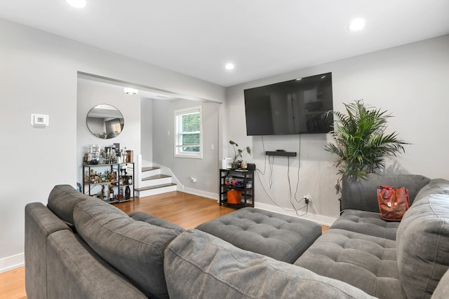 living room with hardwood / wood-style floors