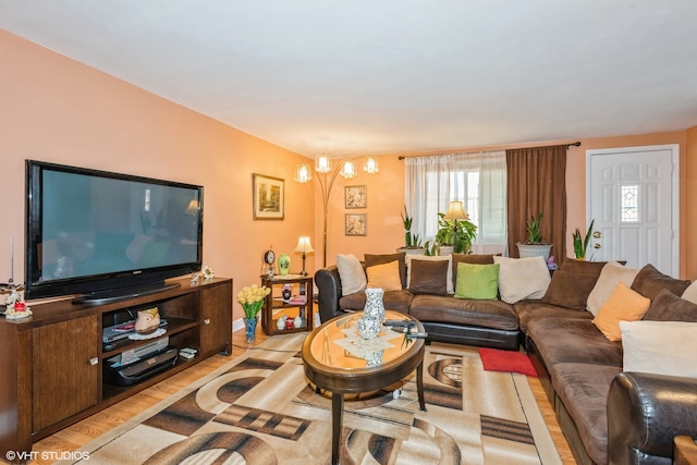 living room featuring light wood-type flooring