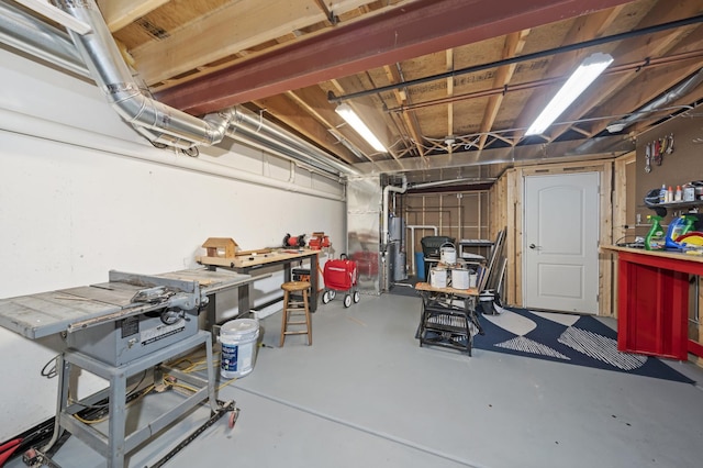 basement featuring a workshop area