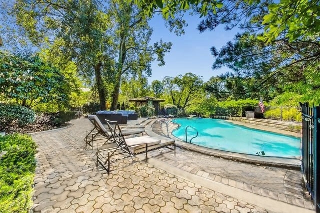 view of swimming pool with a patio area