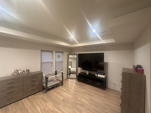 living area with light wood-type flooring