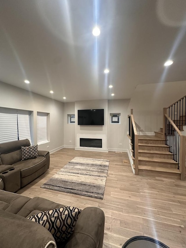 living room with wood-type flooring