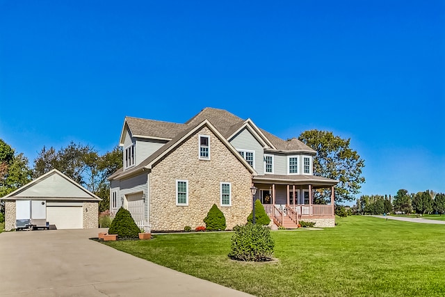 view of front of house featuring a front lawn and a porch