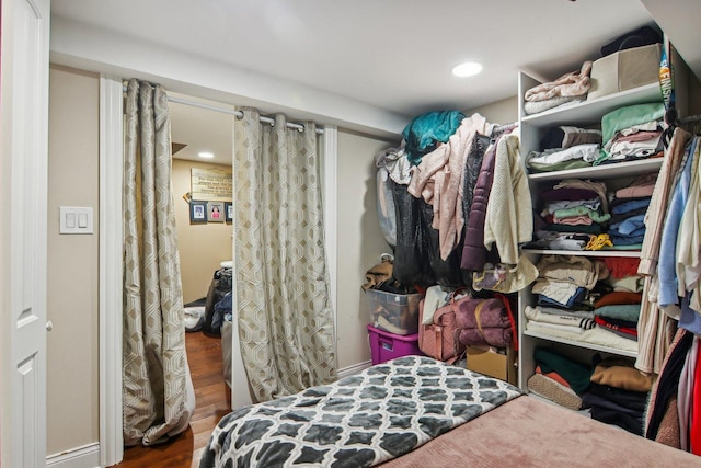 walk in closet featuring wood finished floors