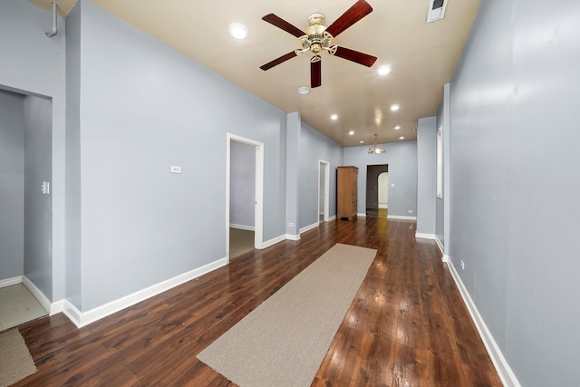 hall with dark hardwood / wood-style floors