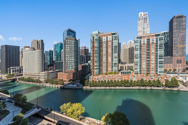 view of city with a water view