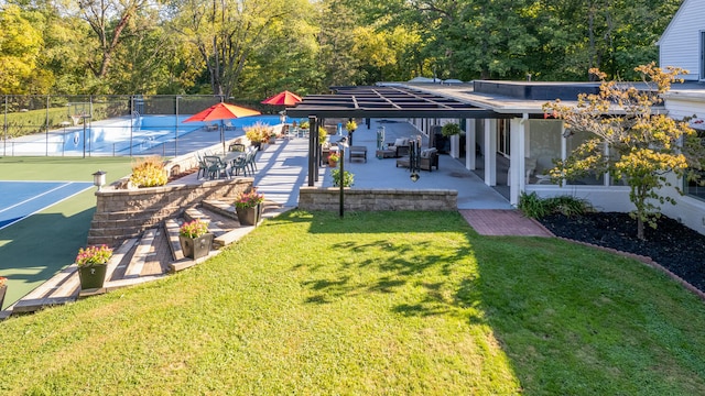 27 Hickory Ln, White Heath, IL 61884 - view of yard with a patio and a tennis court