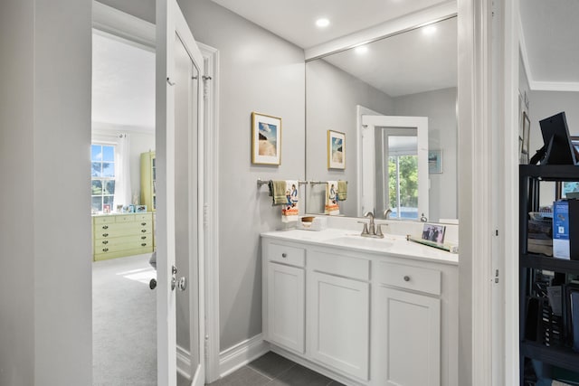 27 Hickory Ln, White Heath, IL 61884 - bathroom with vanity, plenty of natural light, and recessed lighting