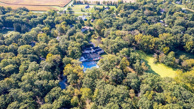 27 Hickory Ln, White Heath, IL 61884 - aerial view of property and surrounding area with a heavily wooded area