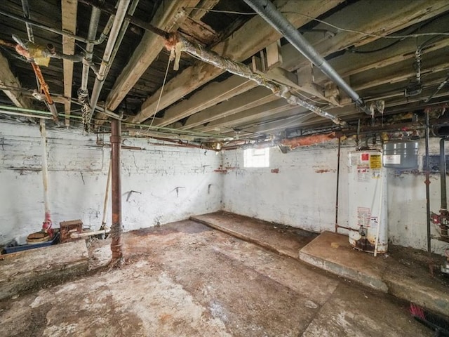 basement featuring water heater