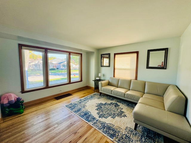 living room with light wood-type flooring