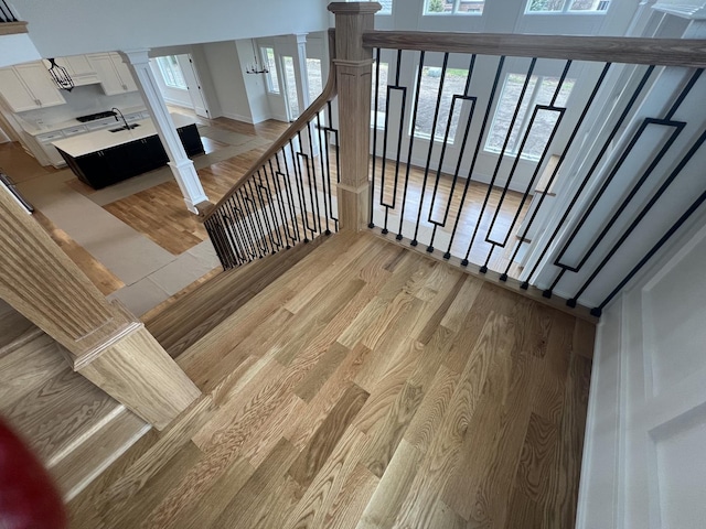 8673 High Stone Way, Frankfort, IL 60423 - corridor with visible vents, wainscoting, a decorative wall, wood finished floors, and recessed lighting