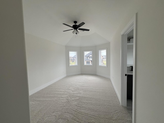 8673 High Stone Way, Frankfort, IL 60423 - carpeted empty room featuring baseboards, plenty of natural light, a ceiling fan, and lofted ceiling