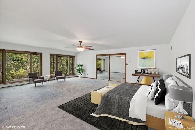 bedroom with carpet floors and ceiling fan