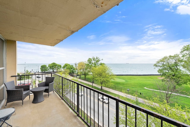 balcony with a water view