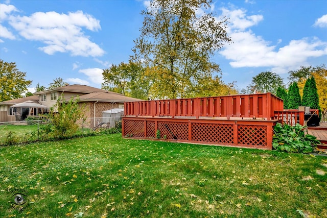 view of yard featuring a deck