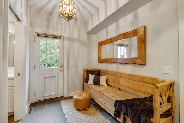 interior space with a notable chandelier