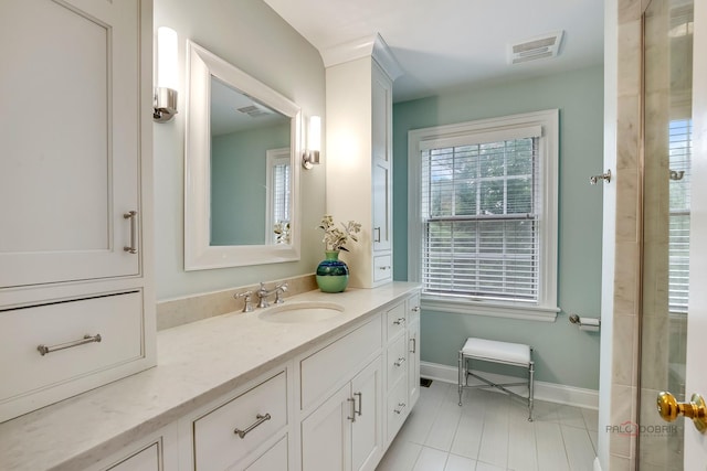 bathroom featuring vanity and tile patterned floors