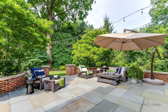 view of patio / terrace featuring an outdoor living space