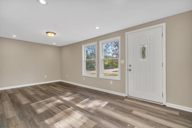 foyer entrance featuring dark hardwood / wood-style flooring